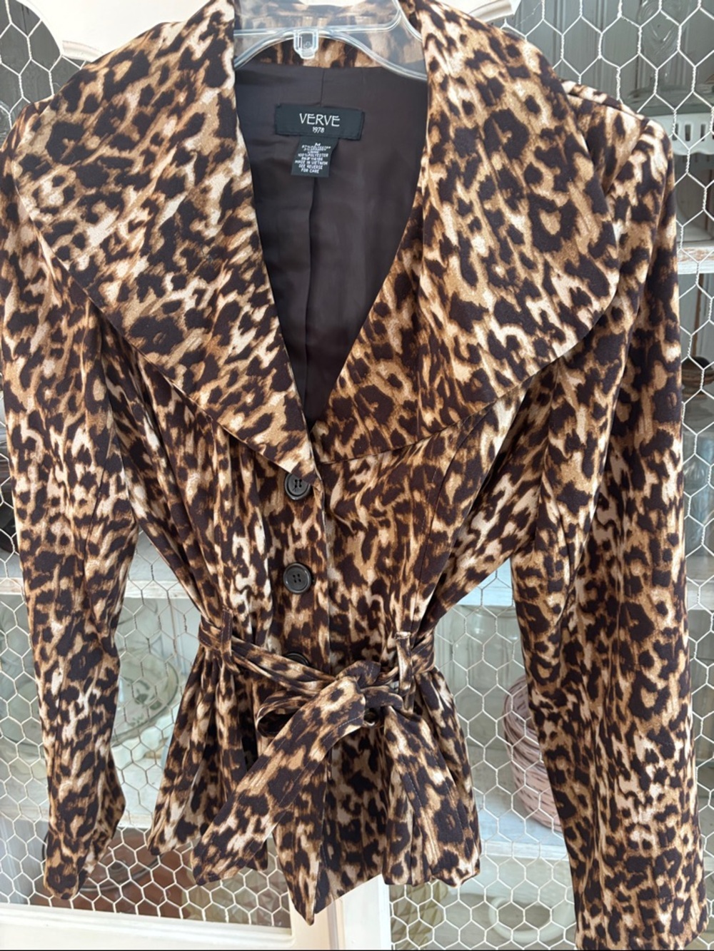 VERVE Leopard Print Belted Blazer - Brown Y2K